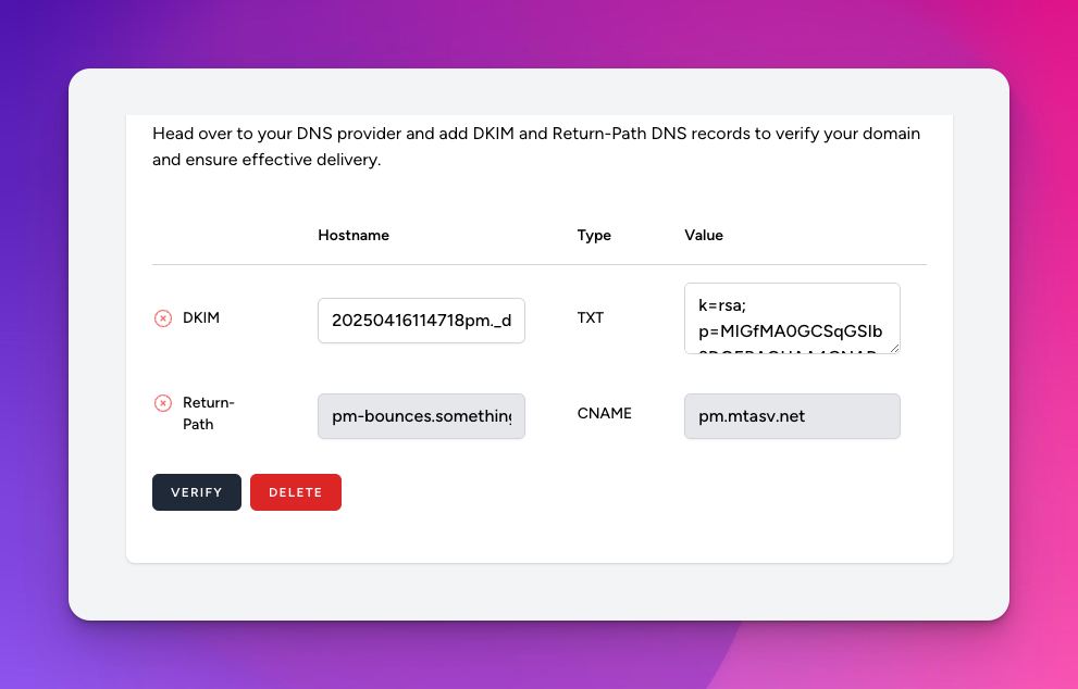 DNS settings